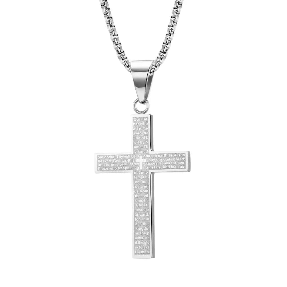 Religious Faith Bible Verse Cross Necklace Stainless Steel / Titanium Steel Pendant