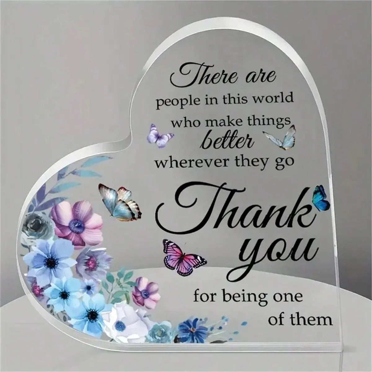 Keepsake Heart-Shaped Acrylic Decor - "World Better...Thank You"