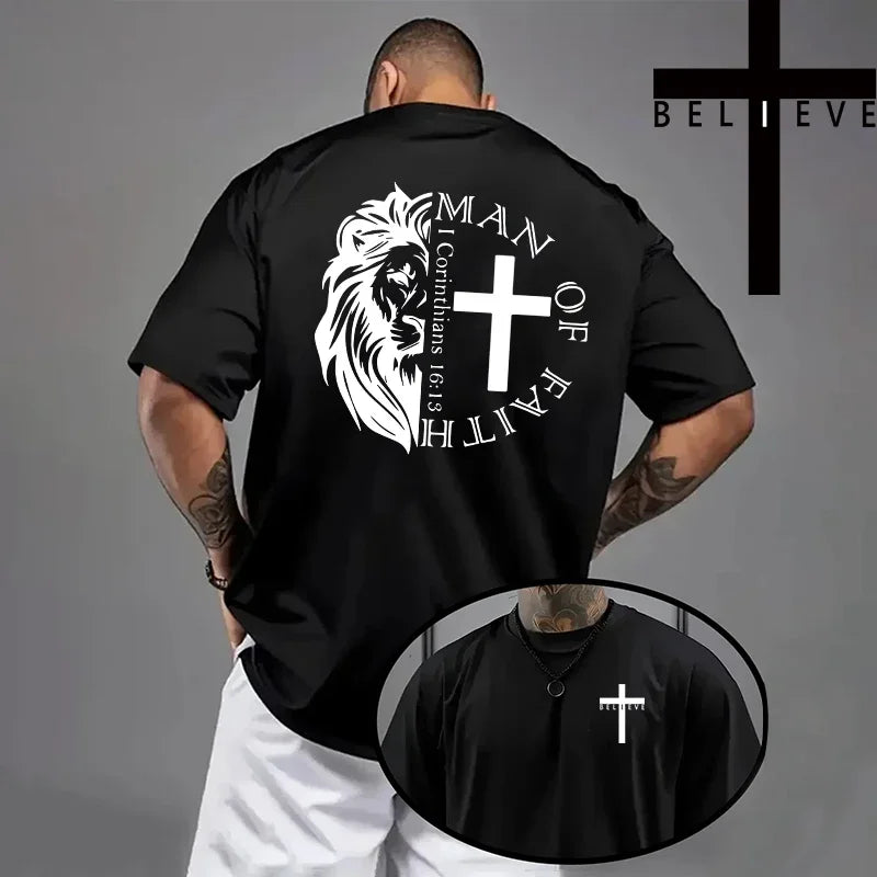 Trendy Religious T-shirt -"Lion & MOF" (2 colors available)