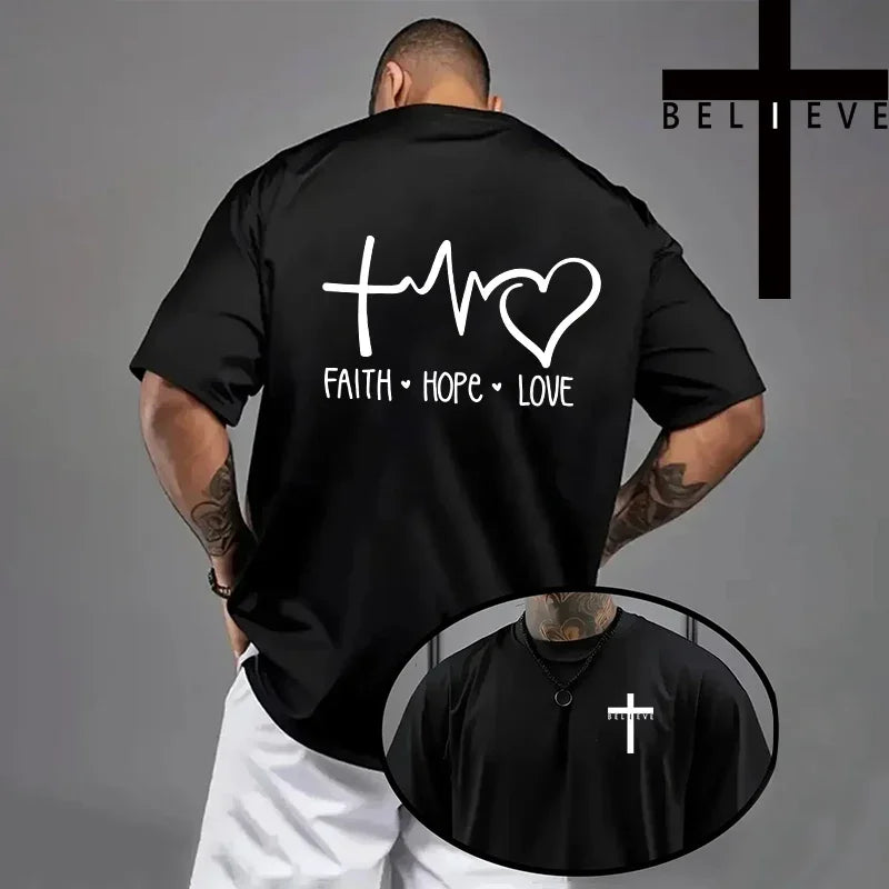 Trendy Religious T-shirt "Faith-Hope-Love" (2 colors available)