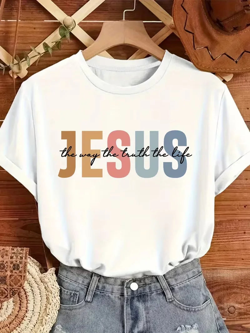 New Womens Inspirational Tee "Jesus - The Way, The Truth, The Life" (white)