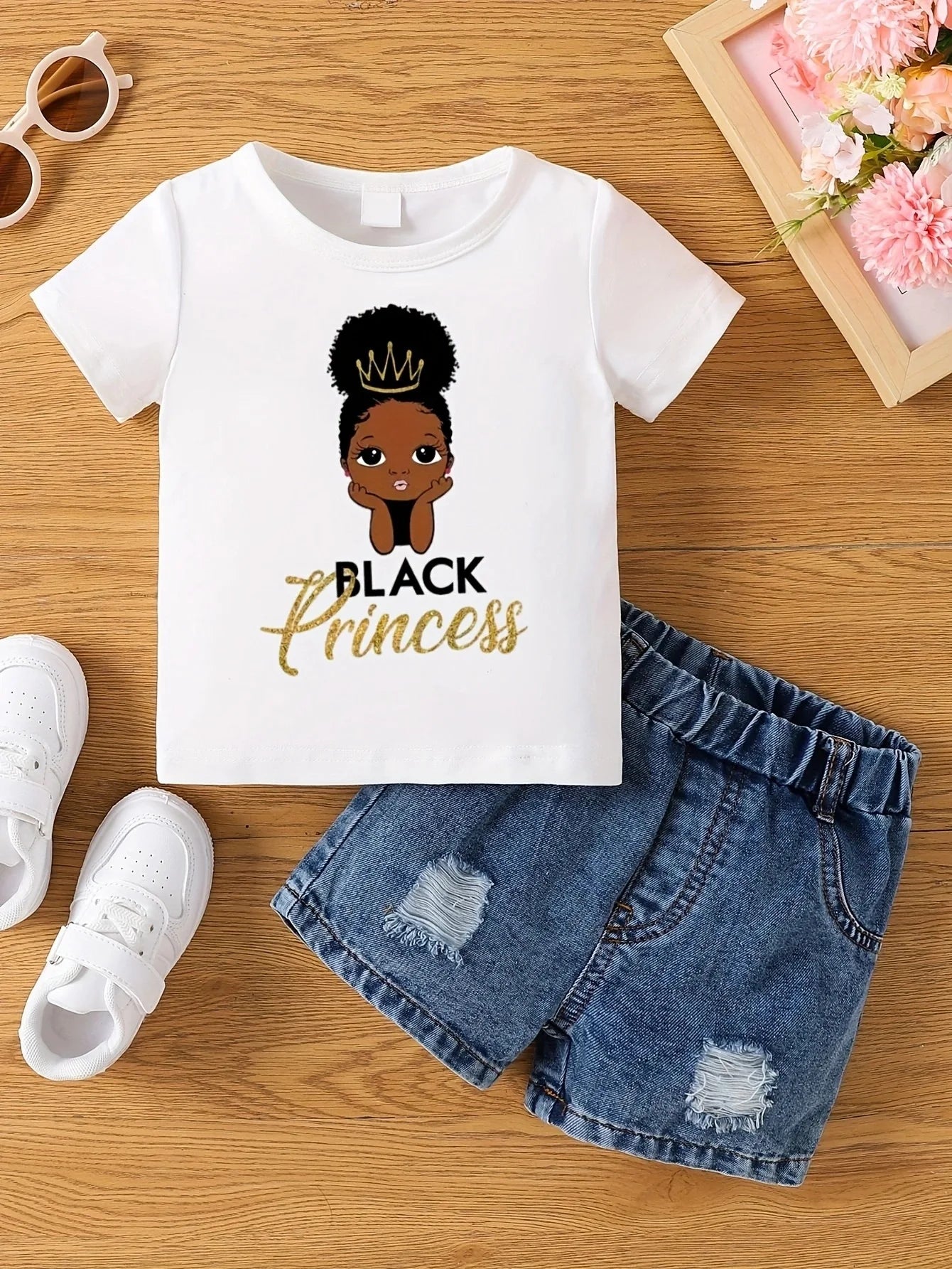 Girls Fashion "Black Princess" T-Shirt (Shorts not included)