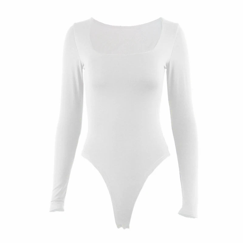 Long Sleeve Romper - Square-Cut Collar