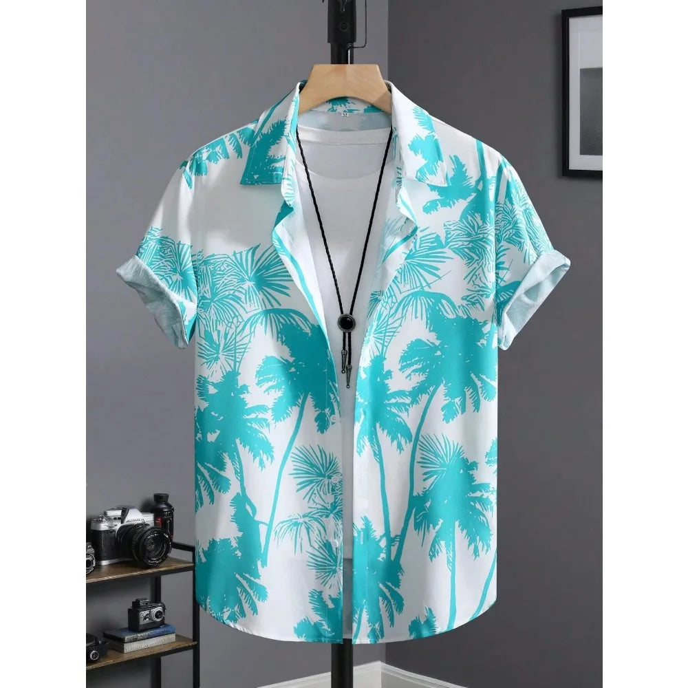Hawaiian Fashion - Casual Shirt - White / Turquoise