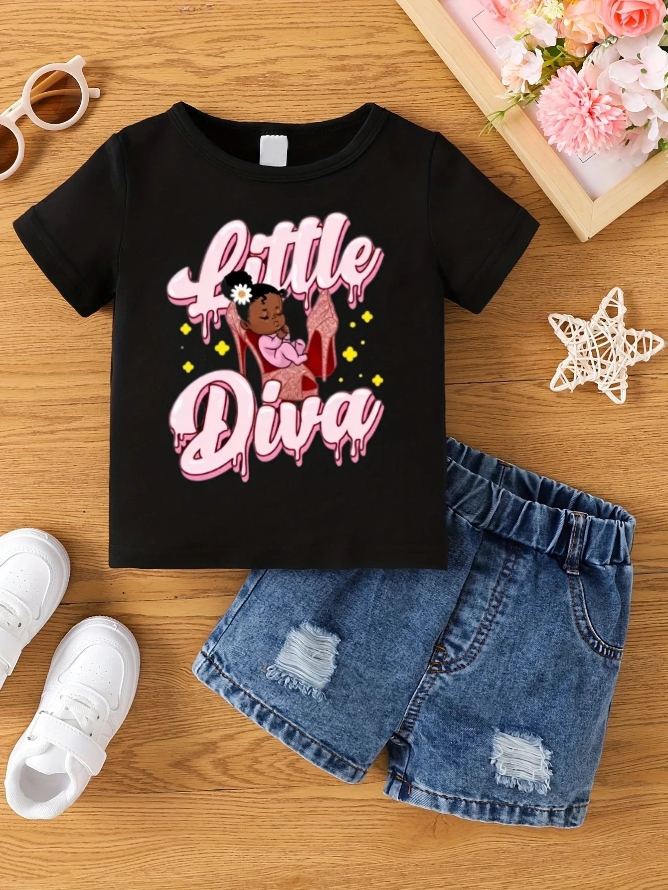 Girls Fashion "Little Diva" T-Shirt (Shorts not included)