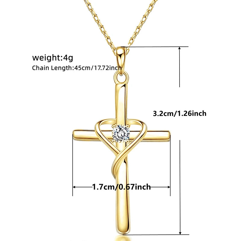 Trendy Necklace / Cross Pendant with Brilliant Diamond Zircon (gold & silver available)