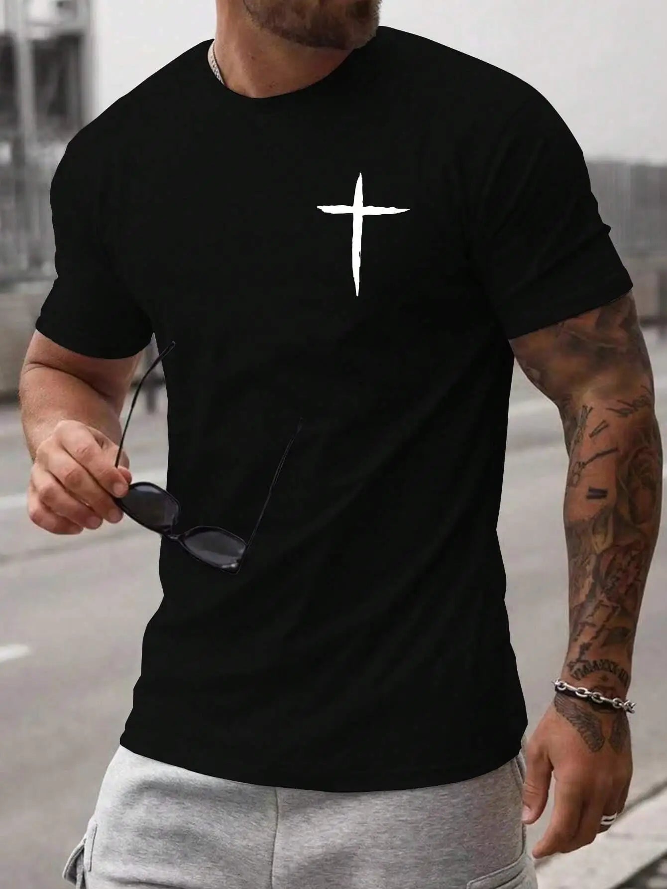 Casual T-Shirt - Simplicity Cross Print
