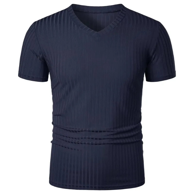 Men's V-Neck Top - Short Sleeve Stretch - Casual or Dressy (7 colors available)