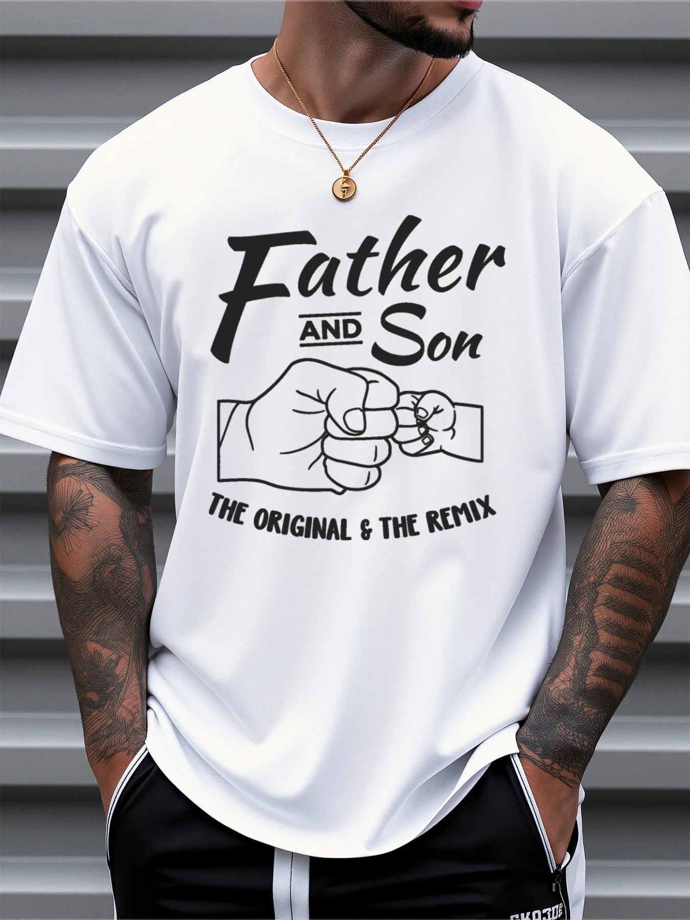 Casual Father Son Printed T-shirt - 100% Cotton Loose Fit
