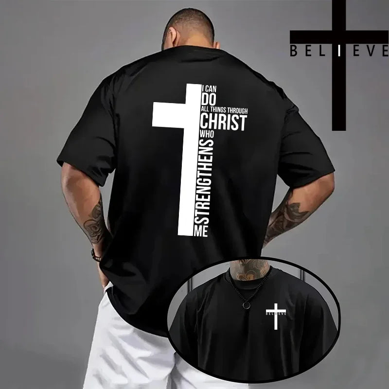 Trendy Religious T-shirt "I Can Do Everything Though Christ Who Strengthens Me" (2 colors available)