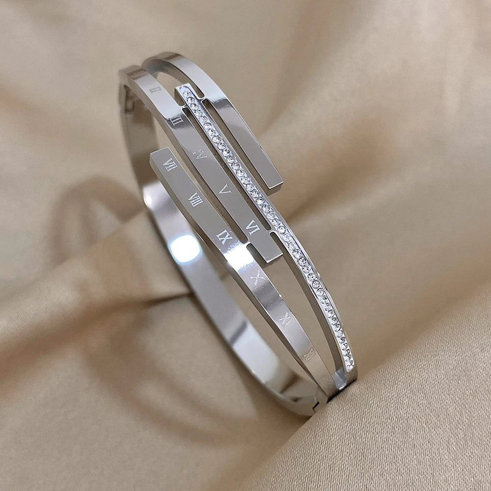 Chic Diamond Stainless Steel - Bracelets - Roman Numerals