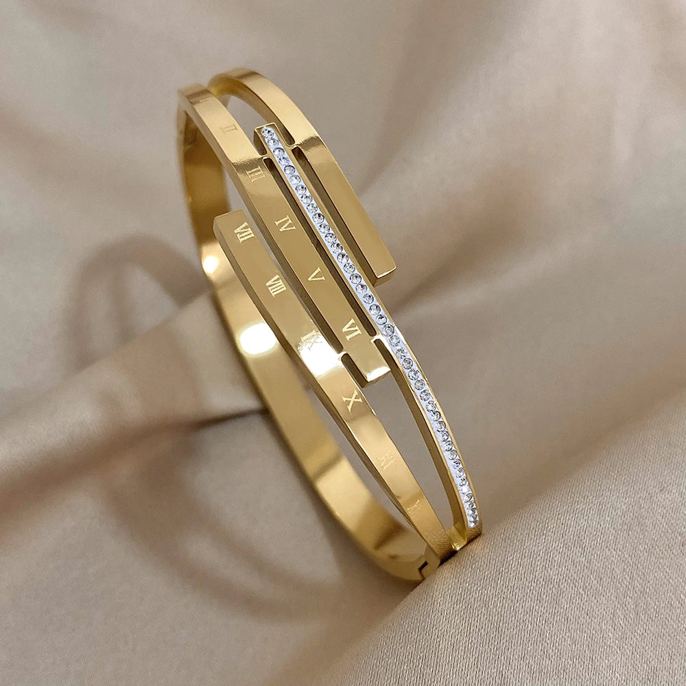 Chic Diamond Stainless Steel - Bracelets - Roman Numerals