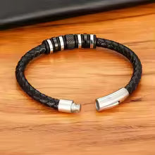Leather Braided - Stainless Steel - Bracelet