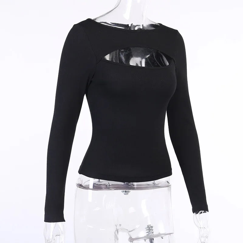 Autumn/Winter/Fall Casual Fashion Top - Hollow Out - Long Sleeve