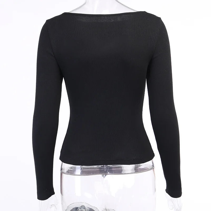 Autumn/Winter/Fall Casual Fashion Top - Hollow Out - Long Sleeve