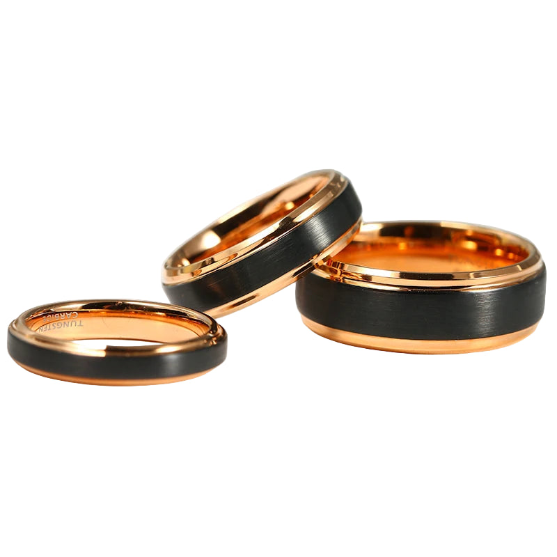 Tungsten Classic Rose Gold and Black Satin Brushed Center