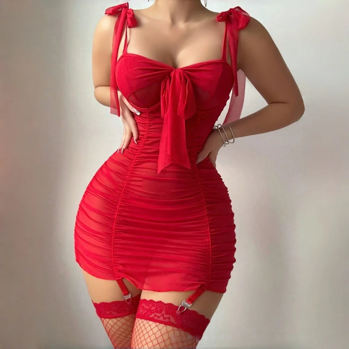New Elegant Lingerie Sheer Mini Nightgown (2 colors available) M-XL