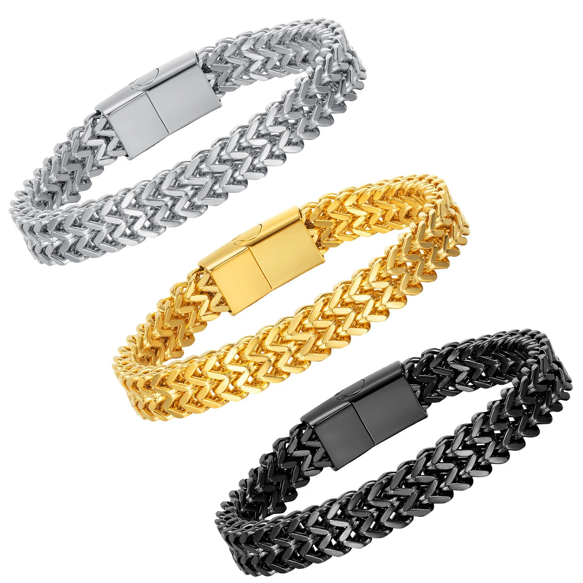 Fashion 14k/Silver/Black Cuban Bracelet Stainless Steel