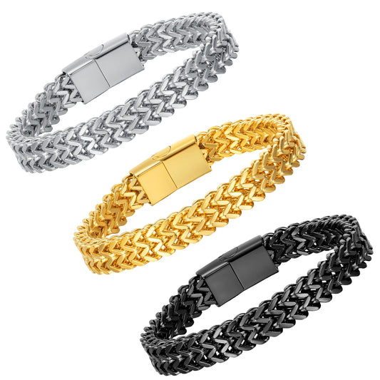 Fashion 14k/Silver/Black Cuban Bracelet Stainless Steel