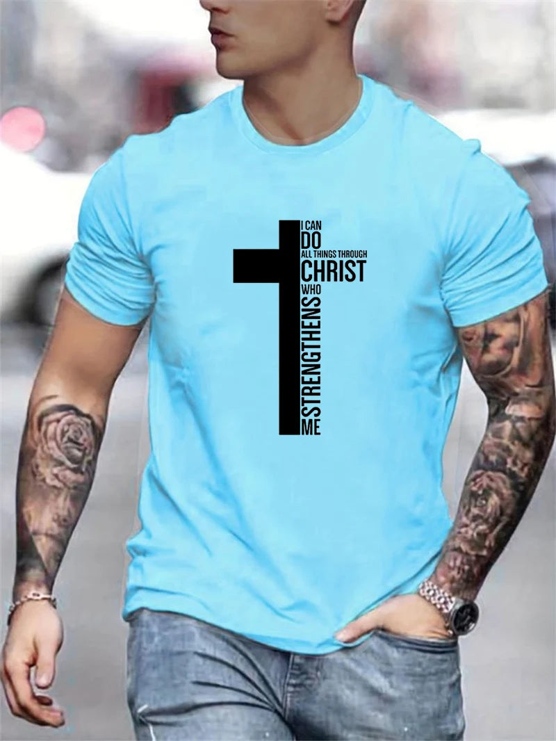 Men's Inspirational Fashion "I Can Do All Things Through Christ Who Strengthens Me" - Loose-Fit (8 colors available)