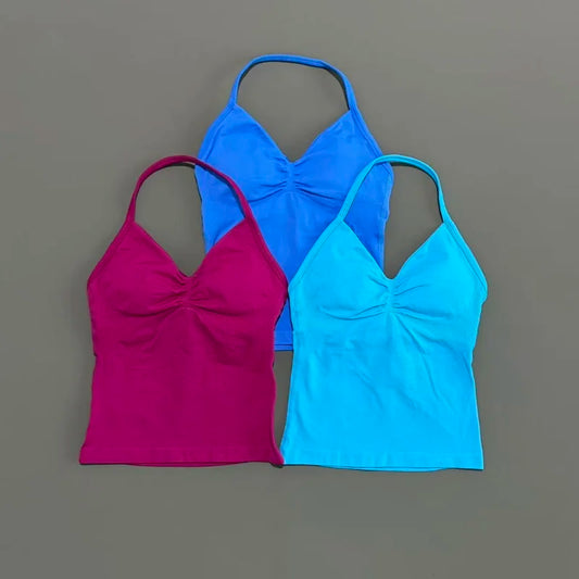 Women's Sporty Backless Halter Tank Top (30 colors available)