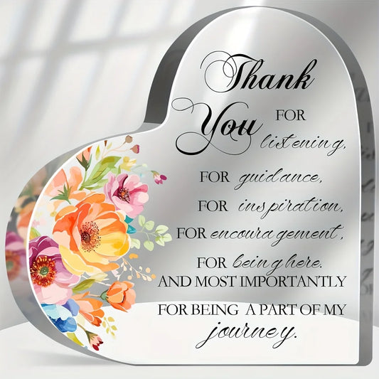 Keepsake Heart-Shaped Acrylic Decor - "Thank You...Journey"