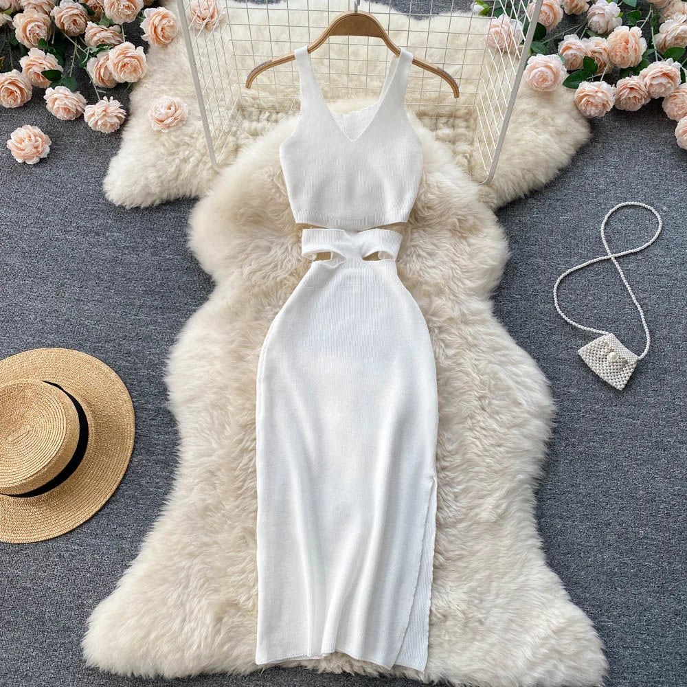 Fashion Dress Trendy Cut-Out Waist - Leg/Hip Split (6 Colors Available)