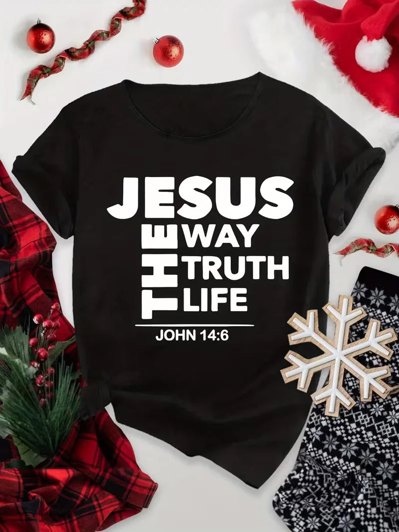 New Womens Inspirational Tee "Jesus - The Way, Truth, Life" (black)