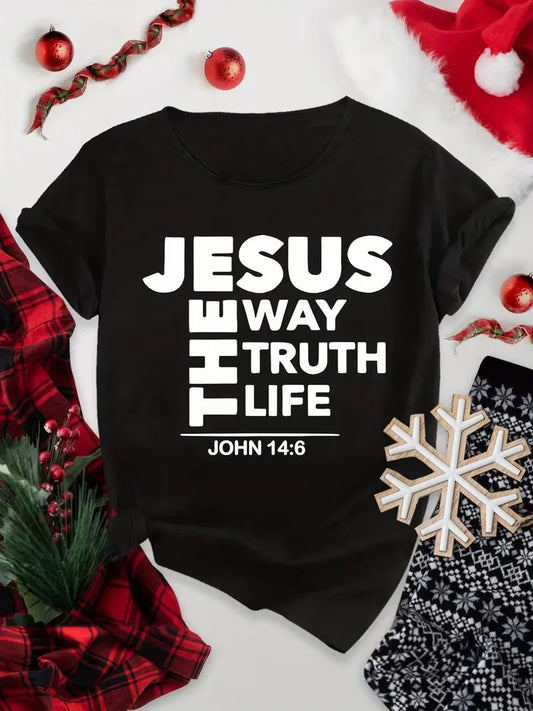 New Womens Inspirational Tee "Jesus - The Way, Truth, Life" (black)