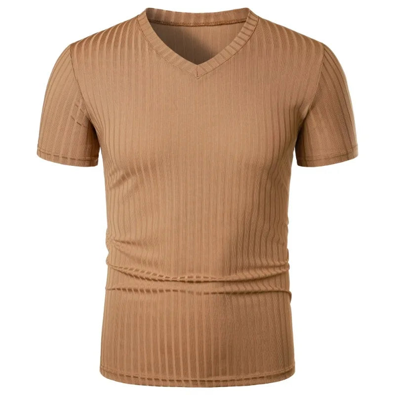 Men's V-Neck Top - Short Sleeve Stretch - Casual or Dressy (7 colors available)