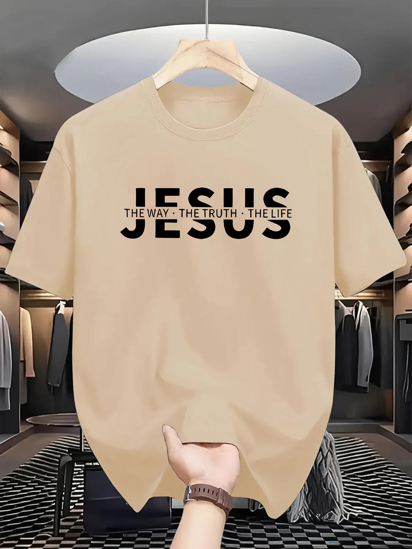 Casual Loose-Fit Inspirational Fashion Tee "Jesus-The Way-The Truth-The Life" (3 colors available)