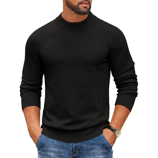 Men's Mock Style Turtleneck Pullover Sweater - Dressy or Casual (8 colors available)