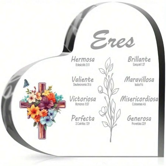 Keepsake Heart-Shaped Acrylic Decor Plaque - "Eres"