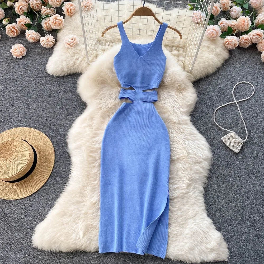 Fashion Dress Trendy Cut-Out Waist - Leg/Hip Split (6 Colors Available)