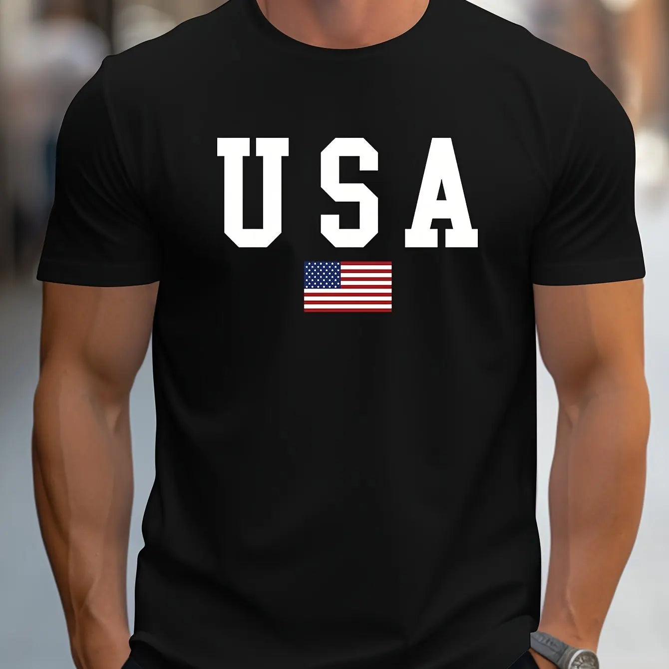 Casual T-shirt - USA & Flag