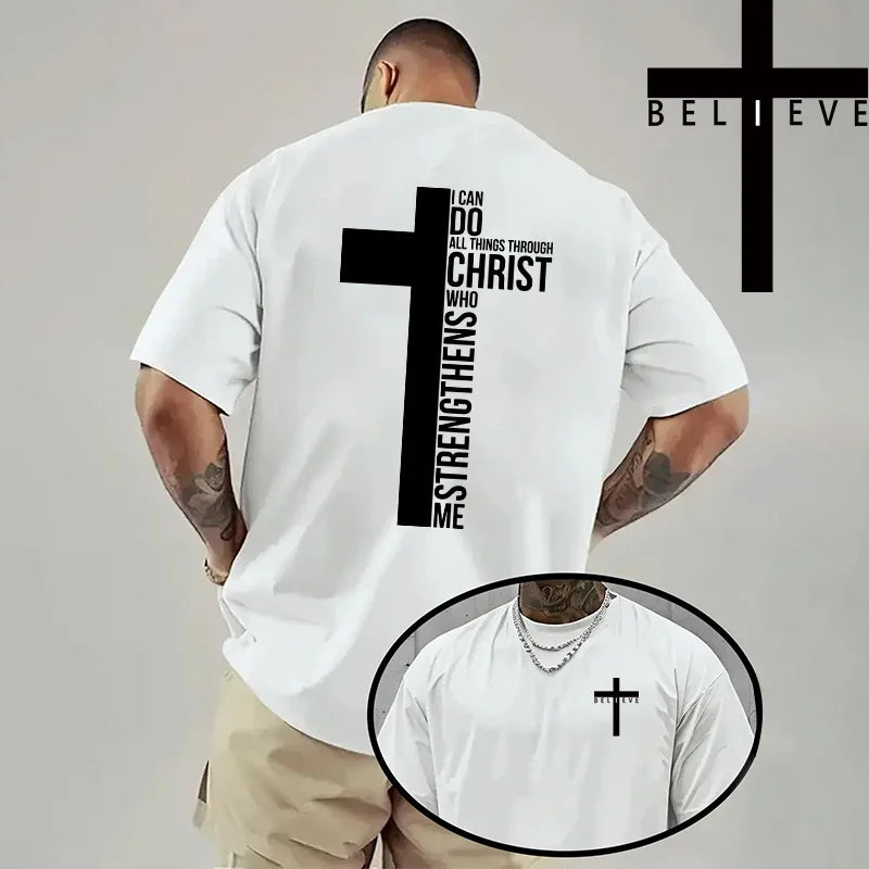 Trendy Religious T-shirt "I Can Do Everything Though Christ Who Strengthens Me" (2 colors available)
