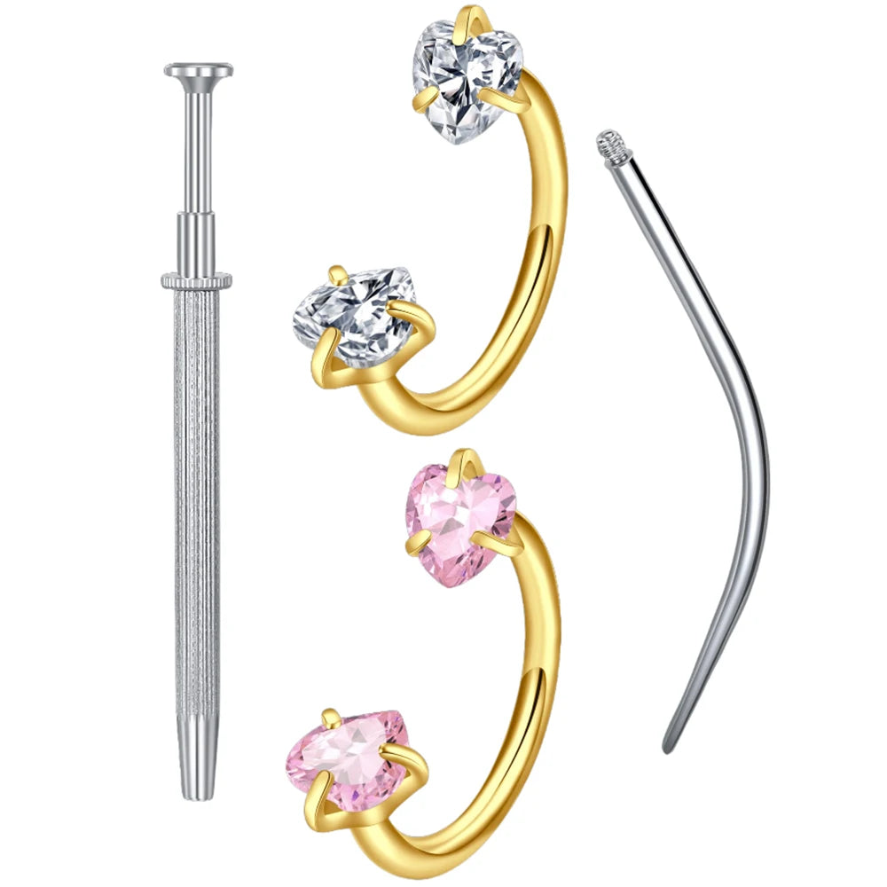 Fashion 18G Horseshoe Style Body Piercing Studs 4pc-Set - Stainless Steel CZ