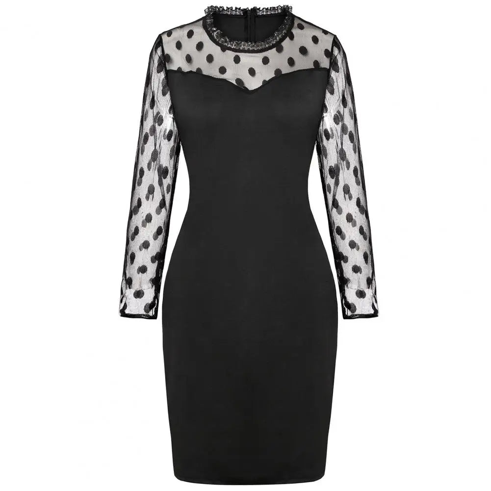 Stylish Mini Dress - Sheer Long Sleeves