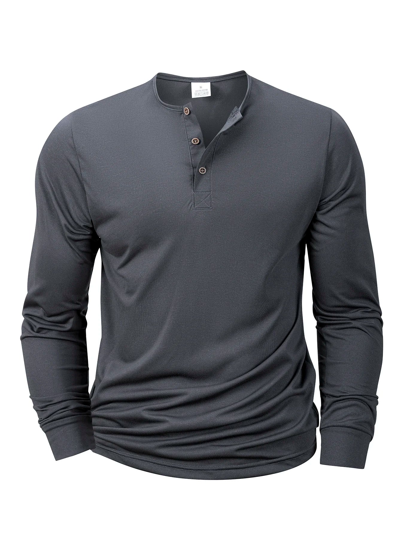 Mens Casual Long Sleeve Button Up V-Neck Shirt Comfortable Fit
