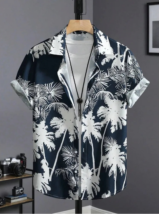 Hawaiian Fashion - Casual Shirt - Blue / White