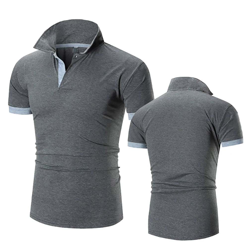 Polo Collar Shirt - Short-sleeved, Casual, Breathable