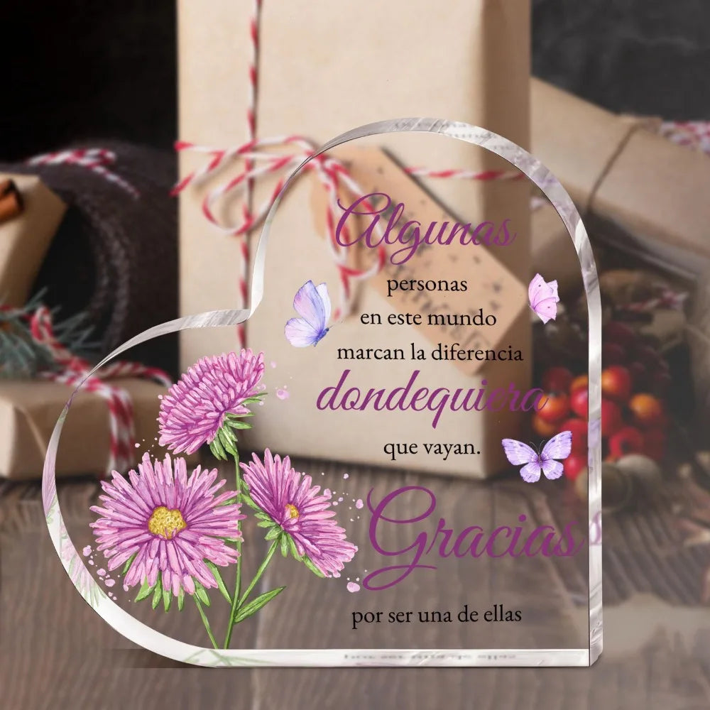 Keepsake Heart-Shaped Acrylic Decor Plaque - "Algunas"