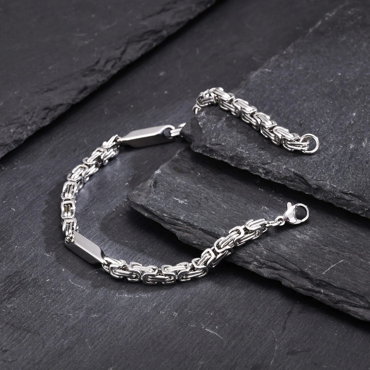 Stylish Stainless Steel - Thin Byzantine Style Bracelet