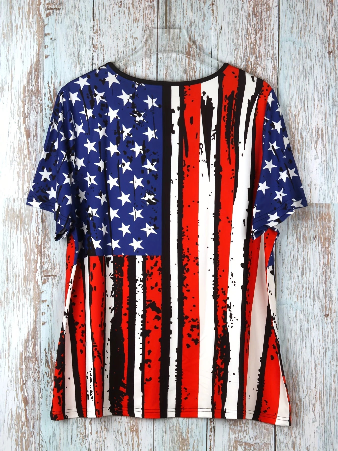 Plus Size Flag Print Criss Cross Top