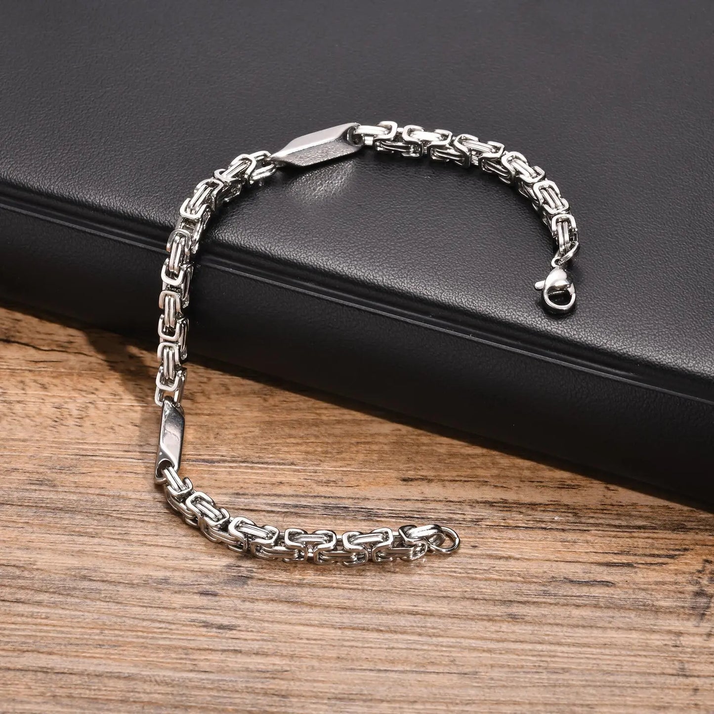 Stylish Stainless Steel - Thin Byzantine Style Bracelet