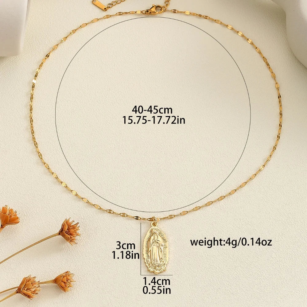 Fashionable - Virgin Mary Pendant - Lip Style Chain Necklace