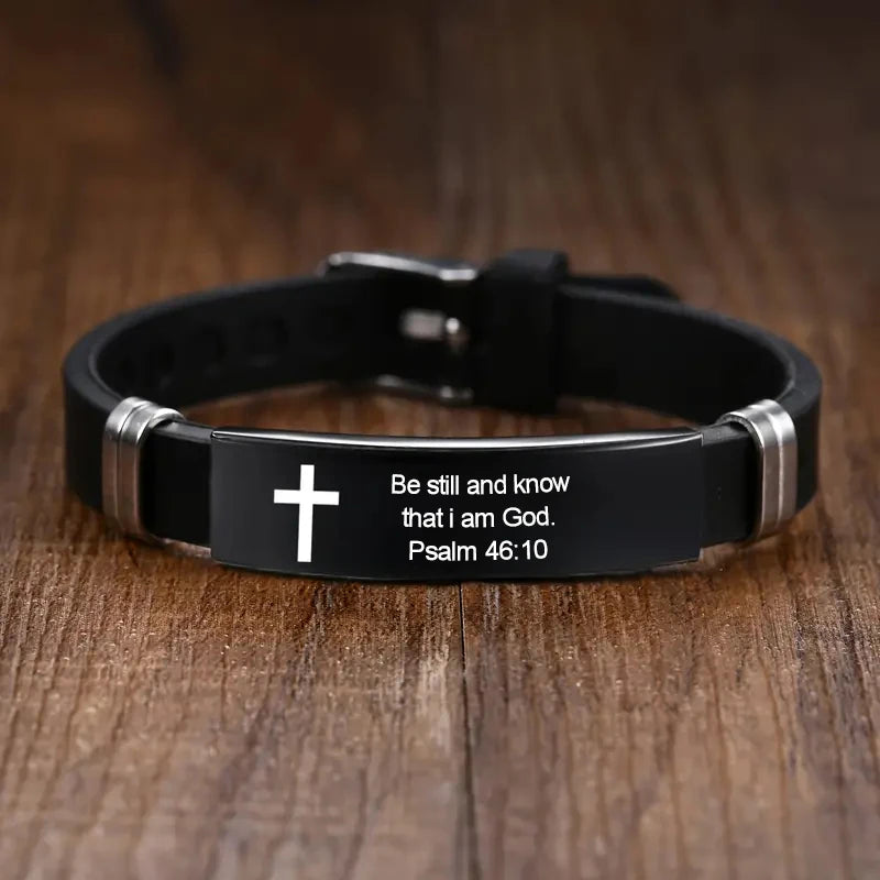 Inspirational Bible Verse Bracelet - Black Stainless Steel