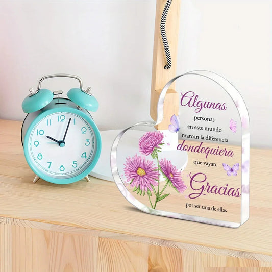 Keepsake Heart-Shaped Acrylic Decor Plaque - "Algunas"