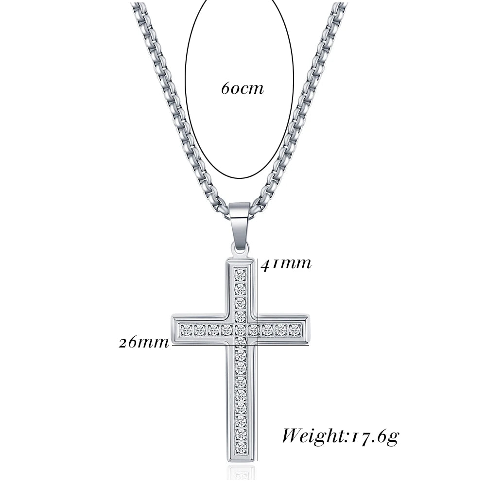 Trendy Necklace w/Diamond Zircon Cross Pendant