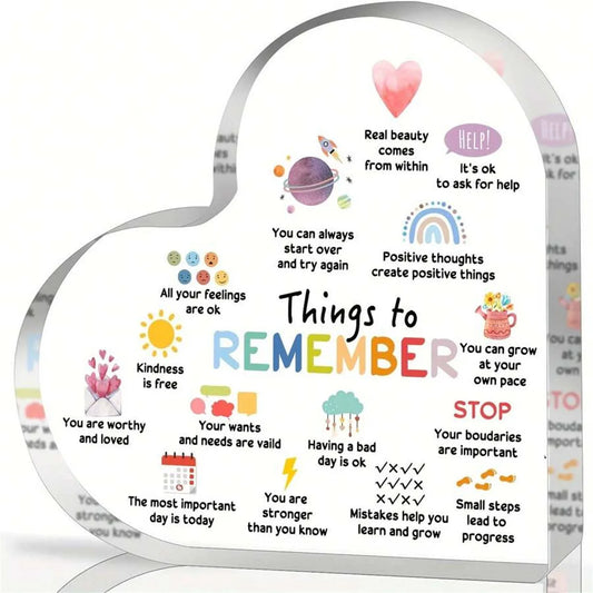 Keepsake Heart-Shaped Acrylic Decor - "Things to Remember"